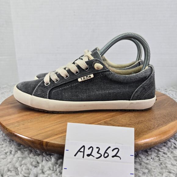 Taos Footwear Shoes - Taos Footwear Star Charcoal Wash Canvas Low Casual Fashion Daily Sneaker Women 7